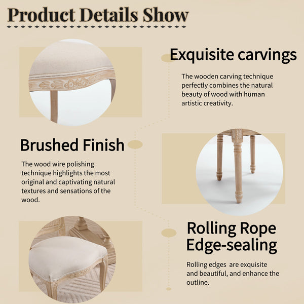 English Elm French Country Dining Chairs Set Of 2 - Stylish Upholstered Design, Fan-Back Comfort For Any Space W3426P324536