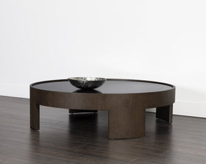 Sunpan Brunetto Coffee Table - Stylish Modern Design with Top Grain Leather Upholstery and Durable Frame Distressed Brown