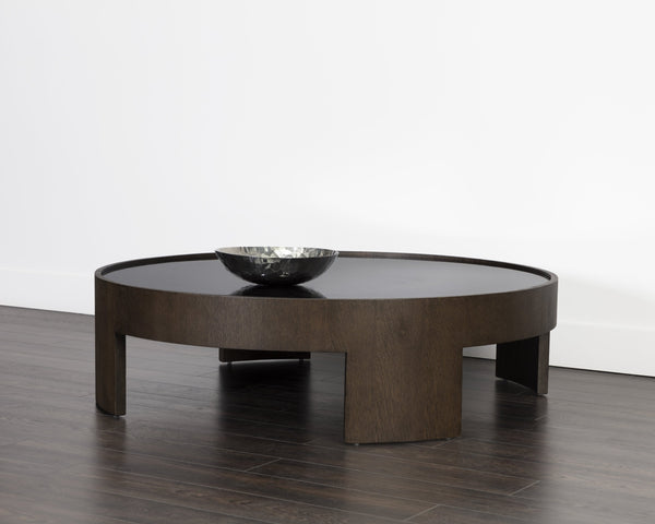 Sunpan Brunetto Coffee Table - Stylish Modern Design with Top Grain Leather Upholstery and Durable Frame Distressed Brown