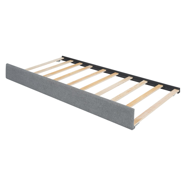 English Elm Teddy Twin Upholstered Platform Bed with Trundle, LED Smart Lighting, Plush Fleece, Sturdy Design Gray SF000055AAE