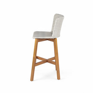 English Elm Christopher Knight Home® - Lymington Outdoor Bar Stool Set of 2 — Durable Acacia & Wicker Craft, Ergonomic 105° Backrest Comfort LIGHT GREY,Teak N775P278094G