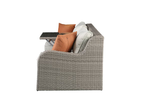 English Elm Salena Beige Fabric & Gray Wicker Sectional Sofa w/Hidden Lift Table, 2 Ottomans & Water‑Resist Cushions B2726P288343