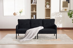 English Elm United We Win Corduroy Loveseat Plush Ergonomic Sofa with Spring Support Metal Legs Black W1568P410053