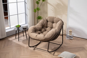 English Elm Outdoor Wicker Egg Rocking Chair Oversized Sculpted Rattan Lounge Porch Patio W640P395695