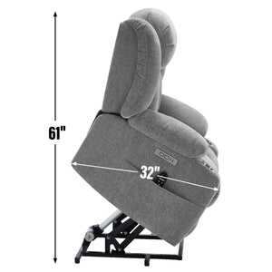 English Elm Up to 350 Lbs Chenille Power Lift Recliner with Massage Heat and Charging Ports W1803S00071