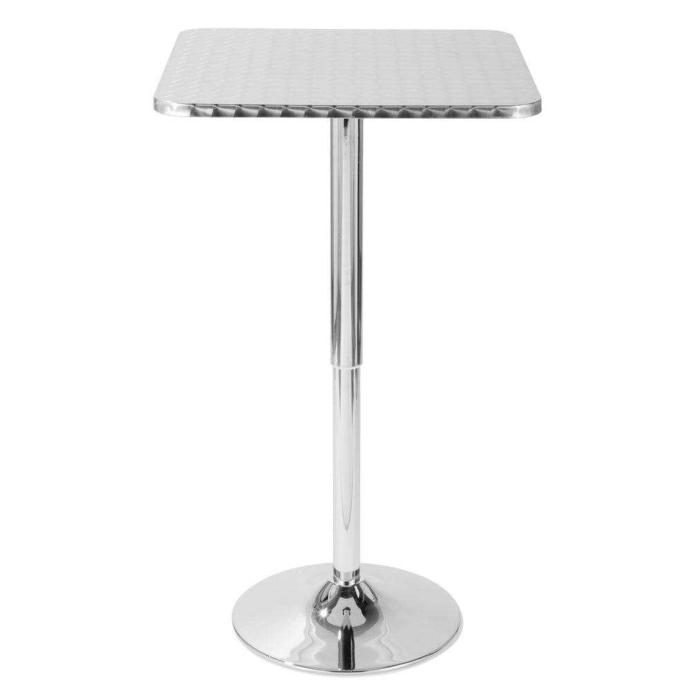 English Elm Bistro Contemporary Adjustable Square Bar Table In Silver – Stylish & Versatile For Any Space B202P223298