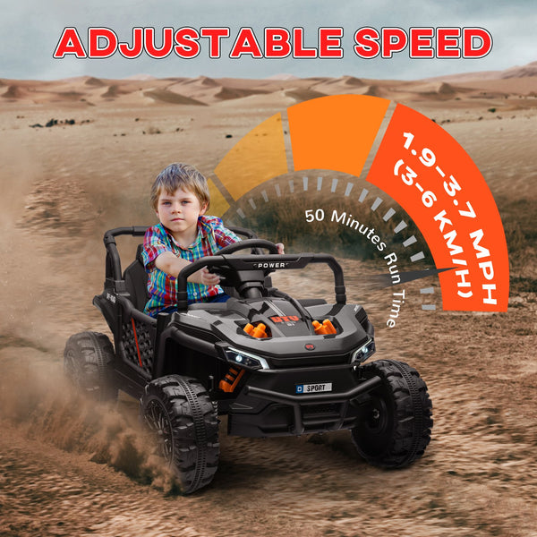 English Elm Qaba 12v Dual Motor Kids Ride on Utv Off Road Electric Car with Remote Control Black W2225P249883