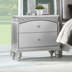 English Elm 2 Drawer Platinum Nightstand with Crystal Knobs Dovetail Wood Construction Bedroom B016P256133