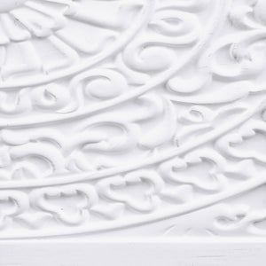 English Elm Angus White 2-Door Mandala Accent Cabinet with Carved Floral Medallions, Adjustable Shelf, Push-Open Elegance B062P299809