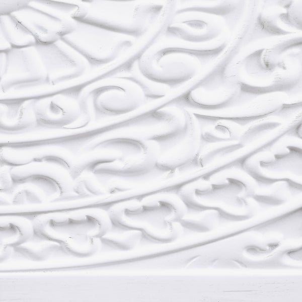 English Elm Angus White 2-Door Mandala Accent Cabinet with Carved Floral Medallions, Adjustable Shelf, Push-Open Elegance B062P299809