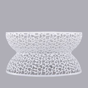 English Elm T3704-35 Cast Aluminum Round Coffee Table with Coral Lattice Cutouts for Modern Living B009P417516