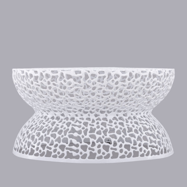English Elm T3704-35 Cast Aluminum Round Coffee Table with Coral Lattice Cutouts for Modern Living B009P417516