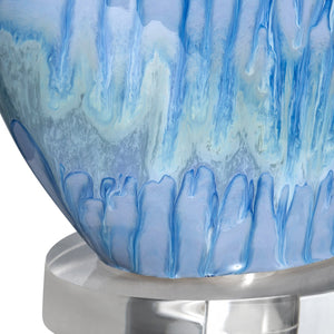 Crestview Collection Transitional Lyle Table Lamp - Ocean-inspired Ceramic Design With Crystal Base & White Linen Shade   Cvap2851