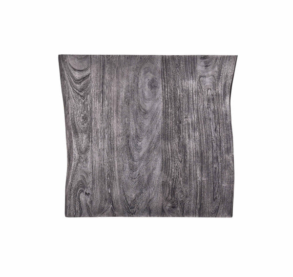 English Elm Modern Square End Table Acacia Wood Top with Angular Metal Legs, Durable 24" Cube Accent Sofa Table Gray/Black B2741S00011