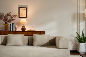 English Elm Convertible Sleeper Sofa Bed with Corduroy Upholstery, 4‑in‑1 Folding Couch Mattress, Space‑Saving Lounge Beige W3434P346244