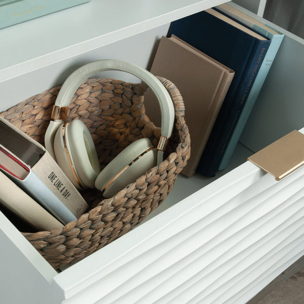 English Elm Night Stand - Sleek White Finish With Ribbed Drawer, Compact Storage Solution For Modern Spaces B356P402787