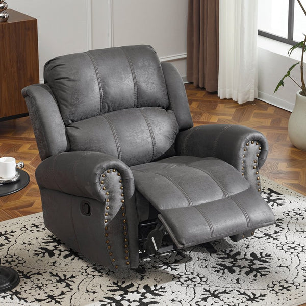 English Elm Christopher Knight Home® - 40.75" Wide Suede Manual Glider Recliner Chair with Rolled Arms, Microfiber Comfort & Infinite Positions Slate N763P264499E