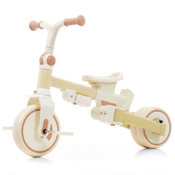 English Elm 7 in 1 Convertible Toddler Trike Aluminum Foldable Push Bike with Canopy for Ages 1 to 6 Yellow N726P248345Y