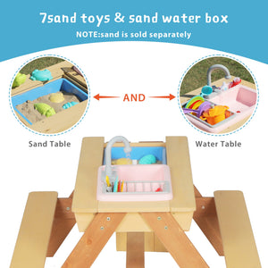 English Elm Wooden Cedar Kids Activity Table with Shade Umbrella for Backyard Sand and Water Play W2640P454242