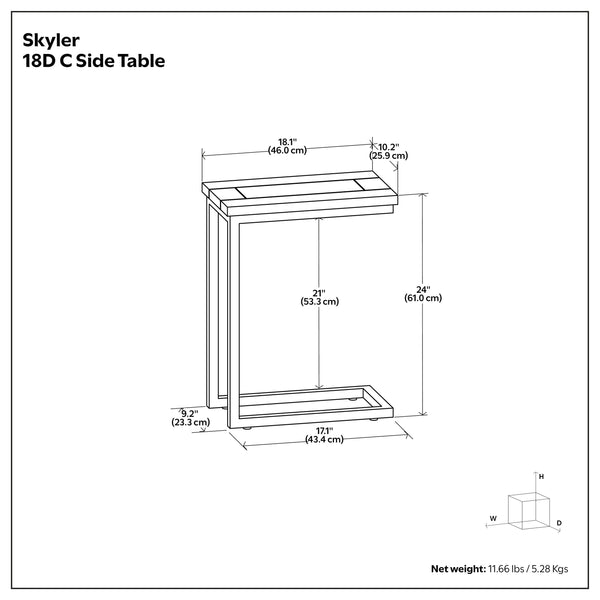 English Elm Skyler Mango Wood C-shaped Side Table with Steel Base for Sofa or Bedside Use B136P439030