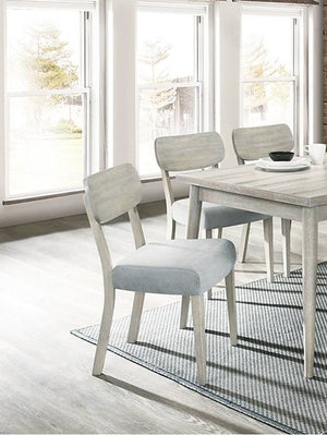 English Elm Natural Wood Grain Set of 2 Dining Chairs with Solid Rubberwood Frame, Fabric Cushions, Open Back Design B011P193979