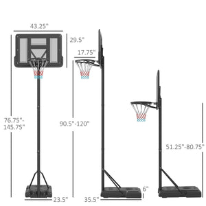 English Elm Soozier Adjustable Portable Basketball Goal with Shatterproof Backboard and Wheeled Base W2225P200922