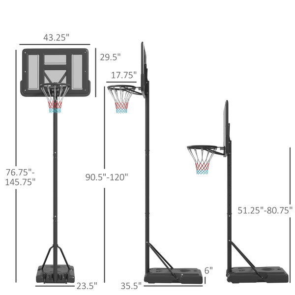 English Elm Soozier Adjustable Portable Basketball Goal with Shatterproof Backboard and Wheeled Base W2225P200922