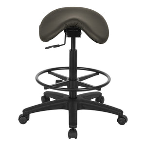 OSP Home Furnishings Backless Saddle Stool Ergonomic Pneumatic Height Adjustable Office Studio Task Seating Dillon Graphite ST205-R111