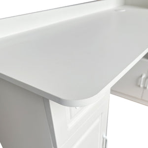 English Elm L-Shaped Corner Desk with Hutch & Drawers White — 2-in-1 Space-Saving Home Office Workstation with Ample Storage W331S00203