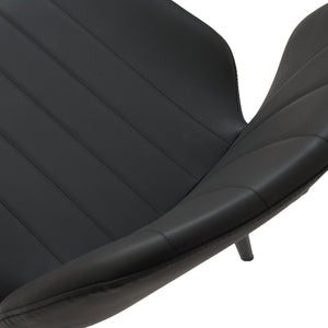 English Elm Modern Faux Leather Dining Chair Set Padded Seat Matte Black Legs Kitchen Seating W1535P460311