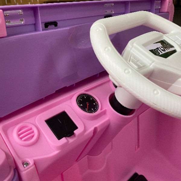 English Elm 24v Two Seat Kids Ride on Car with 4wd Motor Remote Control and Led Lights Pink W509P378207
