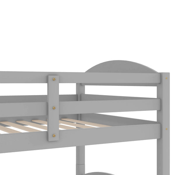 English Elm Twin L-shaped Mission Bunk with Trundle Sleeps Five Solid Pine Kids Room Bed LT000024AAE