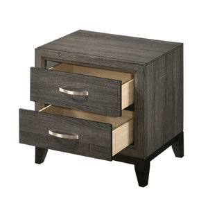 English Elm Wooden Nightstand With 2 Spacious Drawers In Weathered Gray Finish - Modern Elegance Meets Functionality B016P253581-GIGA