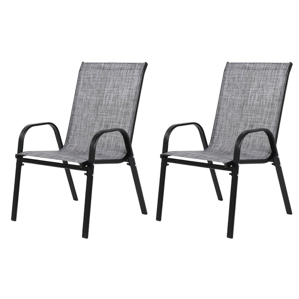 English Elm 2 Patio Chairs Set with Breathable Textilene Fabric, Powder-Coated Steel Frame, Compact Space-Saving Design Grey W640P252259