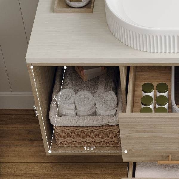 English Elm Modern 38.2" Wall-Mounted Bathroom Vanity With Oval Sink, Floating Design, Soft-Close Drawers & Storage W3136S00012