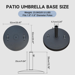 English Elm Patio Umbrella Base with Adjustable Knob & Dual Handles, Heavy-Duty HDPE Resin Stand for 1.5"-1.9" W1859P198655