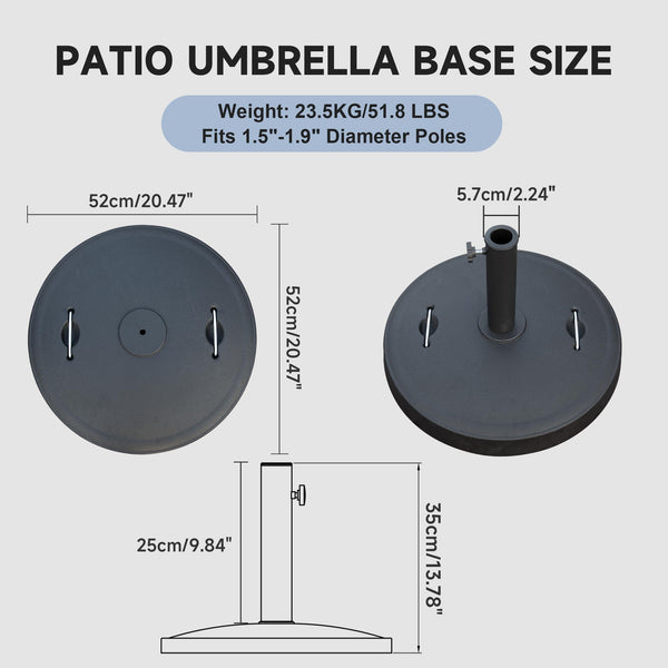 English Elm Patio Umbrella Base with Adjustable Knob & Dual Handles, Heavy-Duty HDPE Resin Stand for 1.5"-1.9" W1859P198655