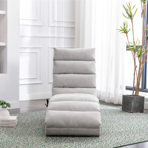 English Elm Linen Ergonomic Massage Chaise Lounge with Remote Control, 140° Recline, Foam Cushion Comfort and Sturdy Frame LIGHT GREY W39539625