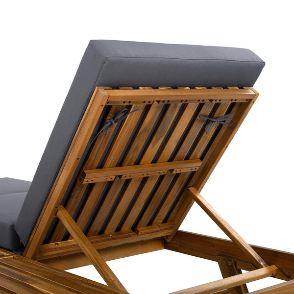 English Elm Christopher Knight Home® - Lounge Chaise Set - Acacia Solid Wood With Ergonomic Dark Grey Cushion For Stylish Outdoor Relaxation N770P253442T_N770P208326G