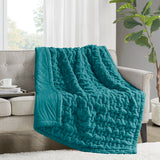 Madison Park Ruched Fur Glam/Luxury Throw MP50-3093 Teal