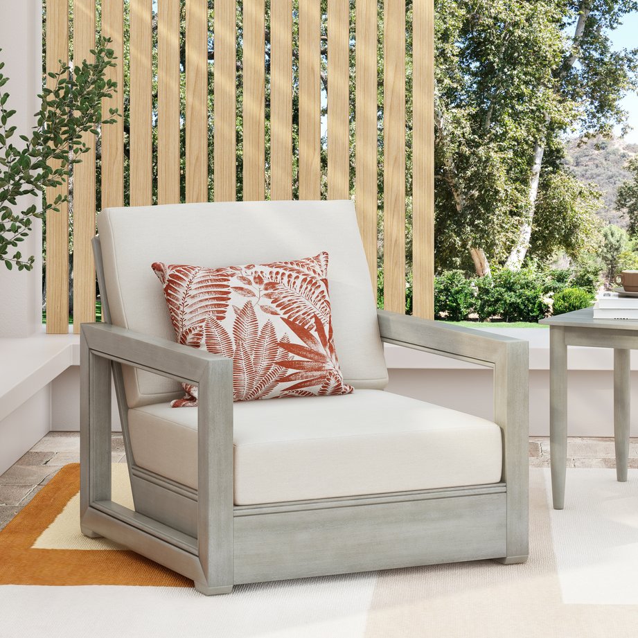 English Elm Christopher Knight Home® - WESTCHESTER Acacia Wood Floor Club Chair with Slatted Backrest, Ergonomic Legless Design for Outdoors Beige,LIGHT GREY 33 L x 28 W x 18.75 H N776P301042G