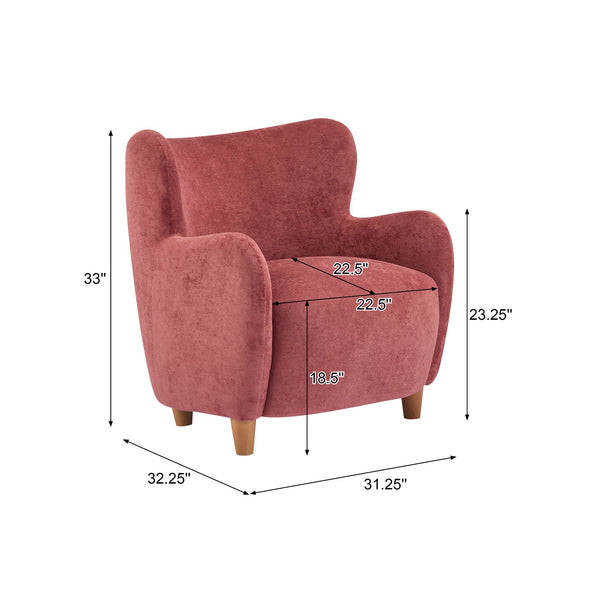 English Elm Christopher Knight Home® - Lucia Velvet Wingback Armchair with Pocket Spring Cushion, Mid-Century Birch Legs, Luxe Comfort Red,Teak 31.5 L x 30.75 W x 30.5 H N776P205426R