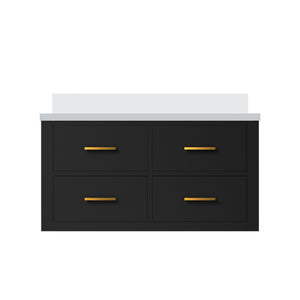 English Elm Black Single Bath Vanity With White Quartz Top - 36"W X 22"D - Modern Elegance, Soft-Close Drawers B2731P257954