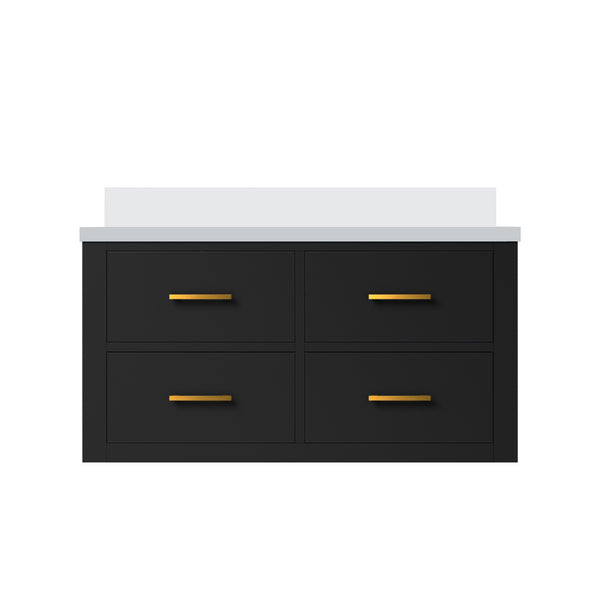 English Elm Black Single Bath Vanity With White Quartz Top - 36"W X 22"D - Modern Elegance, Soft-Close Drawers B2731P257954