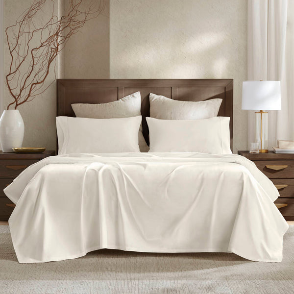 English Elm 4-Piece King Sateen Sheet Set In Elegant Ivory – Luxurious Egyptian Cotton For Ultimate Comfort! B035P381317