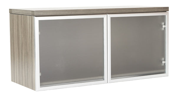 OSP Home Furnishings Wall-mount Overhead Cabinet with Clear Glass Doors for Kitchen or Laundry Room Storage NAPURB-WM36DG