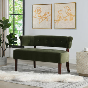 English Elm Jennifer Taylor Home - Jared Mid-Century Roll Arm Tufted Bench Settee with Kiln-Dried Frame and Plush High-Density Foam Olive Green B2719P238285