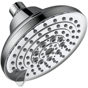 English Elm 6 High-Pressure Shower Head 5" Rain Fixed Ceiling-Mount with 6 Spray Modes, Anti-Clog Nozzles, Easy Install, Low-Flow Performance Chrome T3177P277453