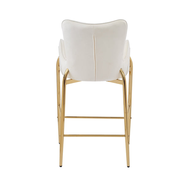 English Elm Christopher Knight Home® - 28.75inch Velvet Counter Height Stool Set of 2 with Tufted Back, Gold Frame & Foam Comfort, 265lb White N762P199823K