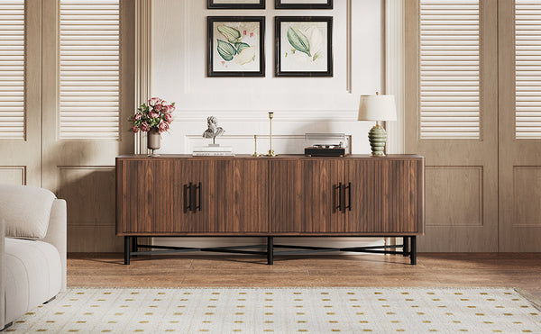 English Elm Christopher Knight Home® - Functional TV Cabinet with 4 Doors and Adjustable Shelves, Cable Management, Sturdy 66" Media Console Chestnut N779P296236C